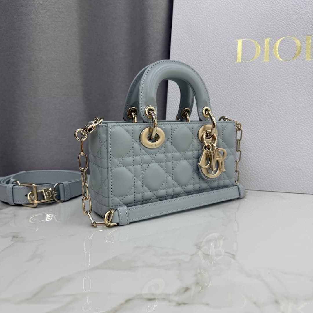 Dior Lady D-Joy Bag Lake Blue Cannage Lambskin M0636 High