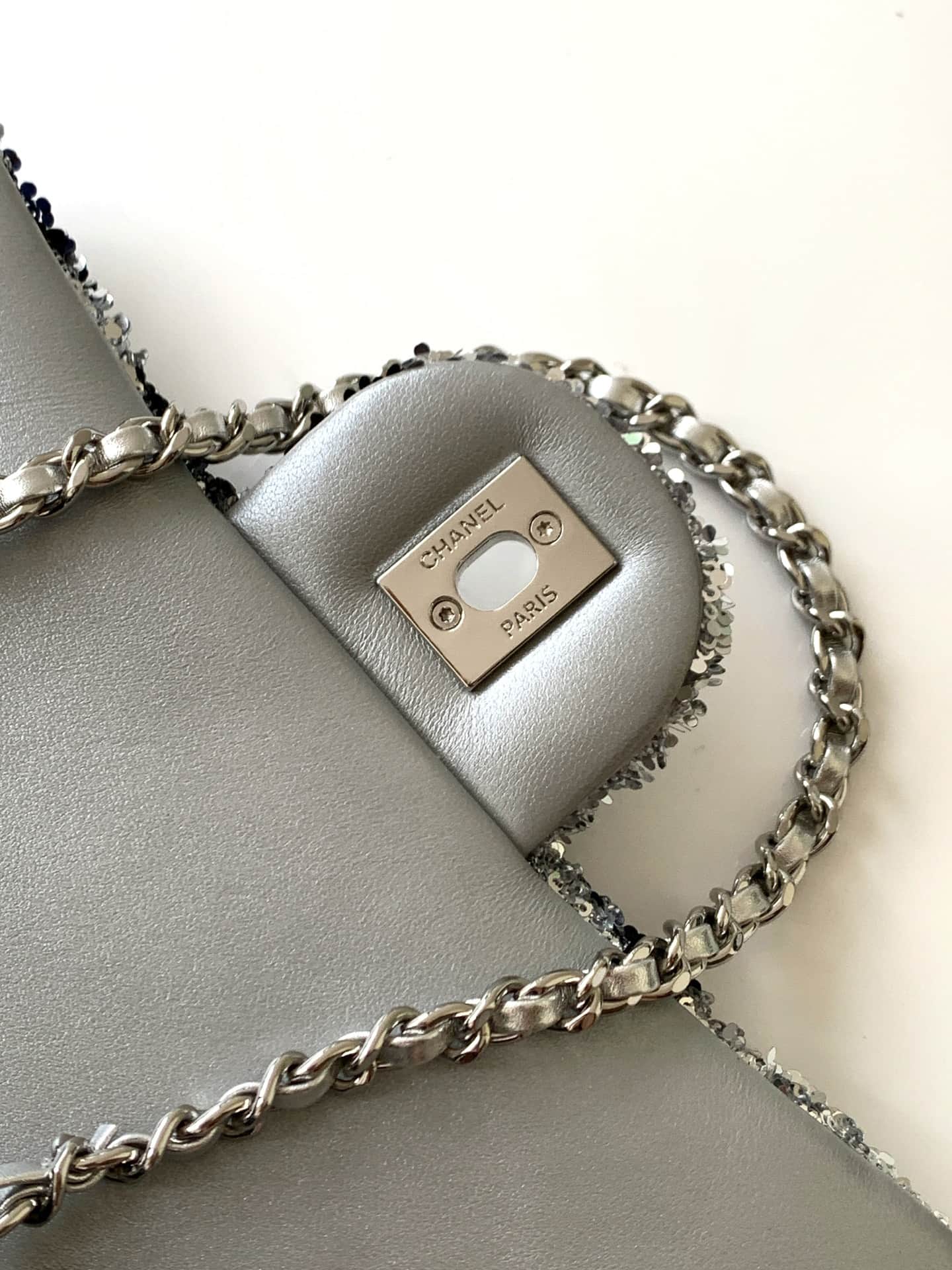 Chanel Flap Bag Sequins & Silver-Tone Metal AS4561  A