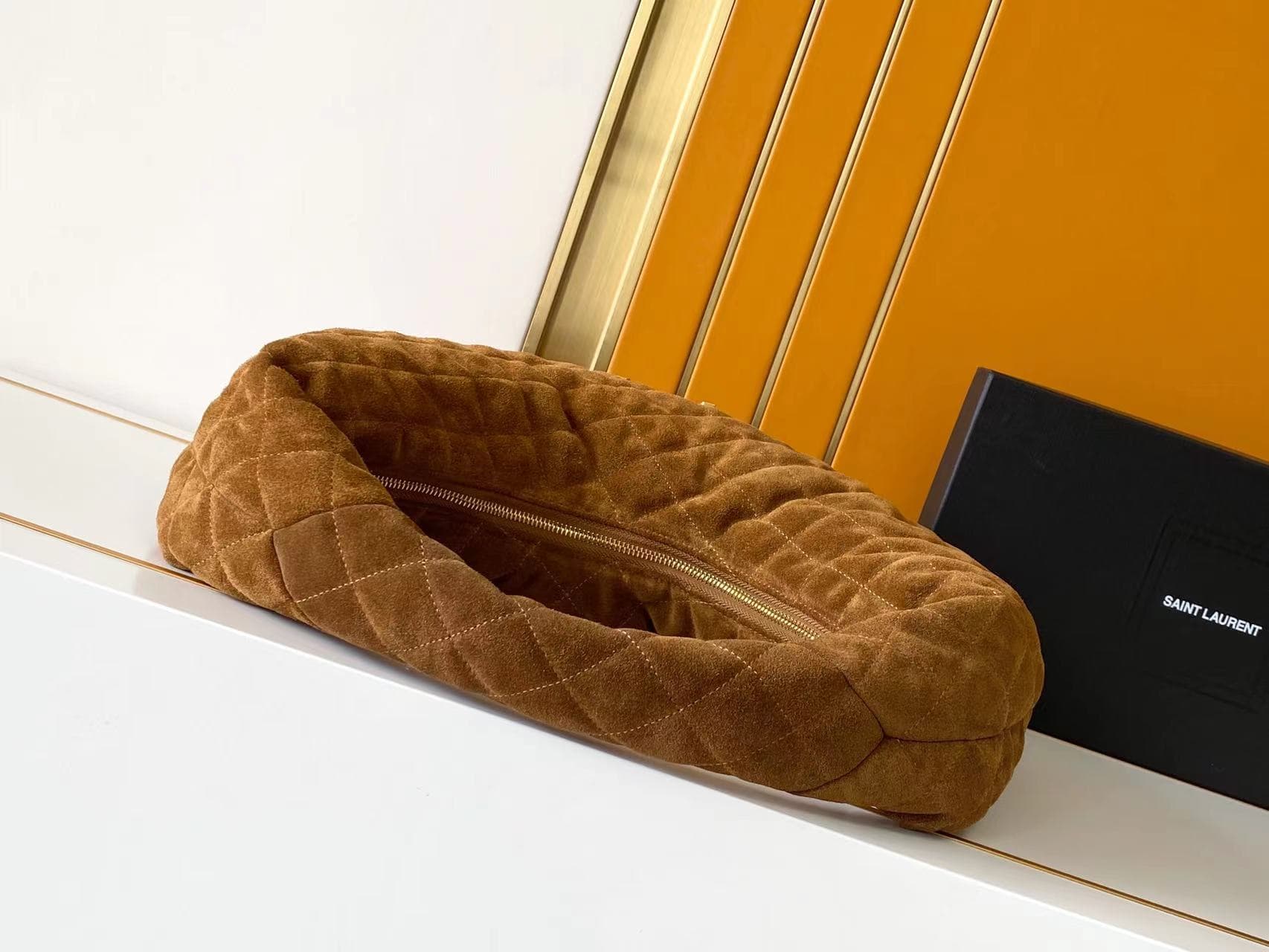ICARE hobo in quilted suede CARAMEL COGNAC High