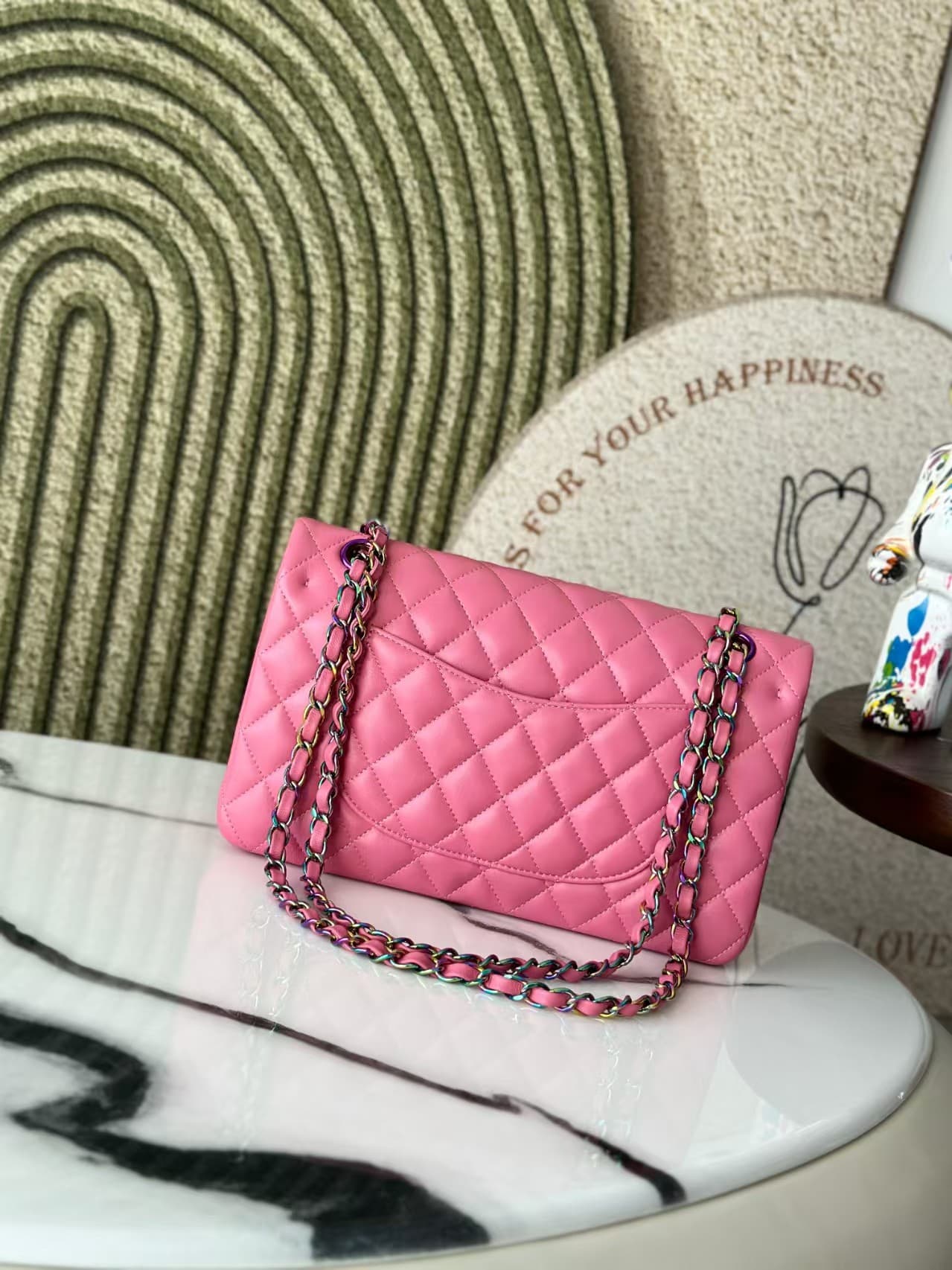Chanel Medium Classic Flap bag Lambskin &vibrant iridescent rainbow hardware A