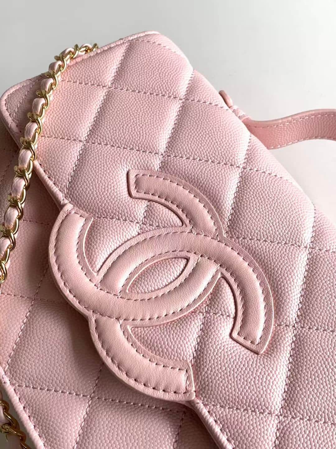 Chanel Wallet on chain Grained Calfskin & Gold-Tone Metal Pink AS6554 A