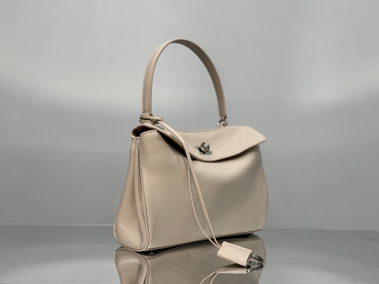 Balenciaga Rodeo Small Bag in Beige Leather With Silver-Tone Metal TOP