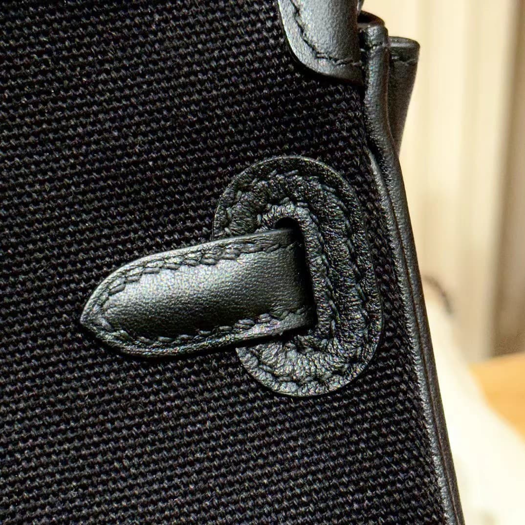 Hermes Birkin Cargo bag 25 Canvas & Swift leather Black Silver Metal WAX High