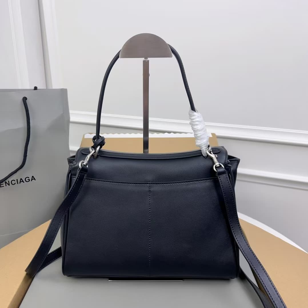 Balenciaga Rodeo Small Bag in Black Leather With Silver-Tone Metal High
