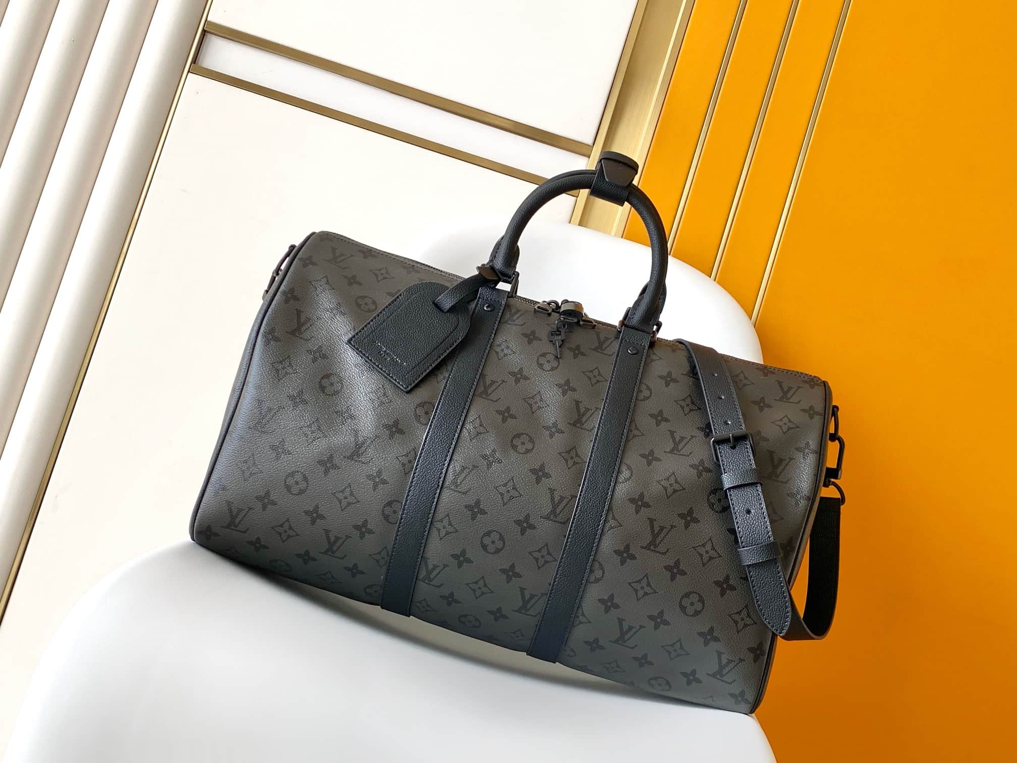 Louis Vuitton Keepall Bandouliere 45 Black Monogram Midnight coated canvas M28403 High