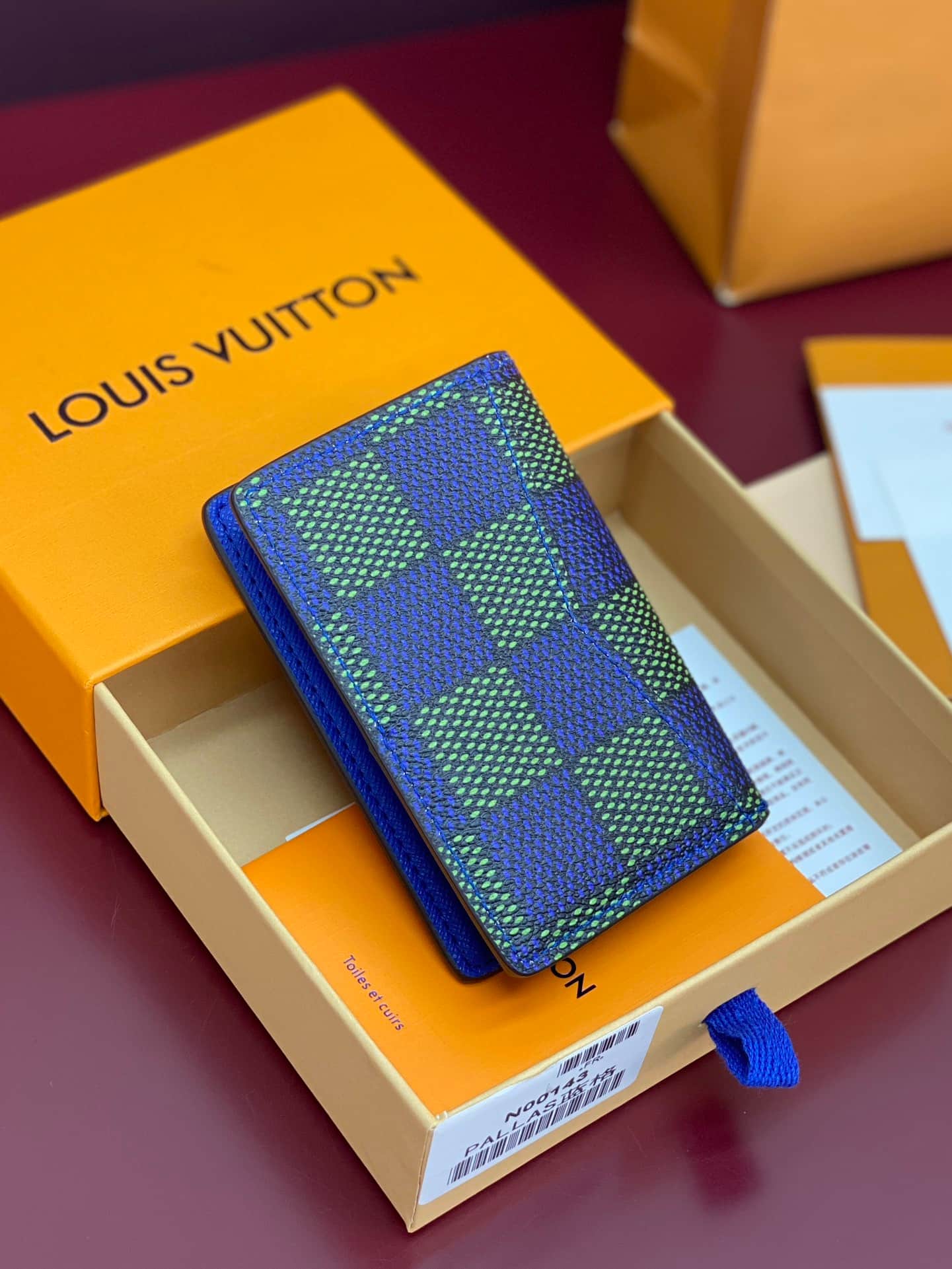 Louis Vuitton Pocket Organizer Damier Heritage coated canvas N00143 Blue Green High