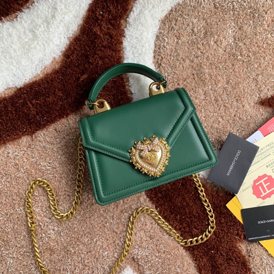 Dolce & Gabbana Small Devotion bag in smooth calfskin in Green High