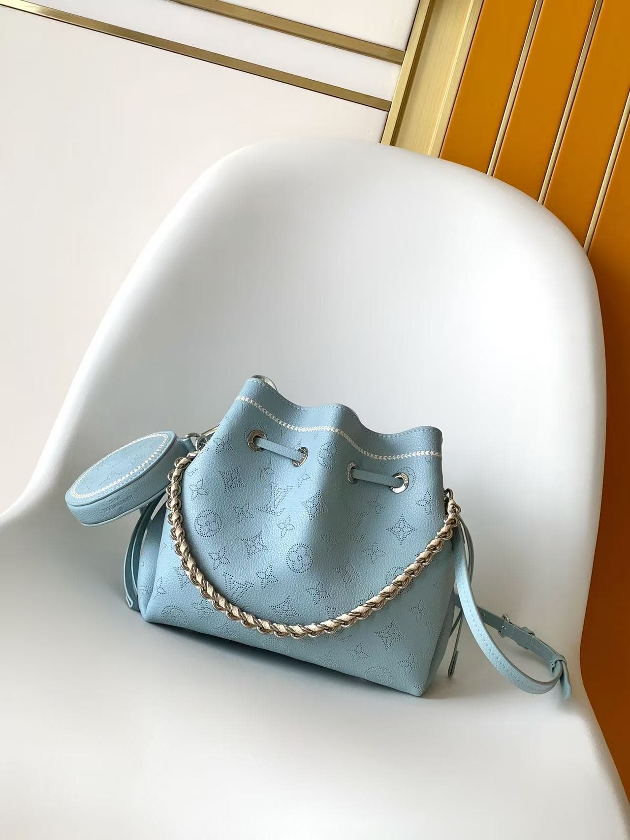 Louis Vuitton Bella Bleu Olympe Perforated Mahina calfskin leather with embroidery M28885 High