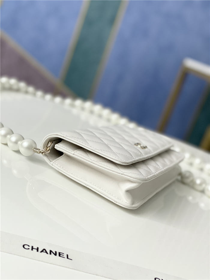 Chanel Wallet on Chain Imitation Pearls White A
