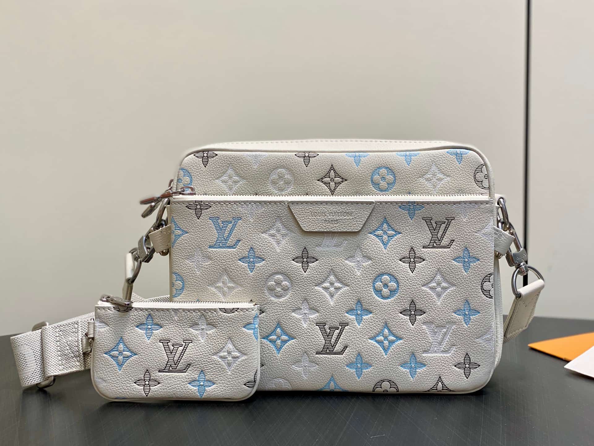 Louis Vuitton Trio Messenger Ecru White Monogram Shadow calfskin leather M28854 High