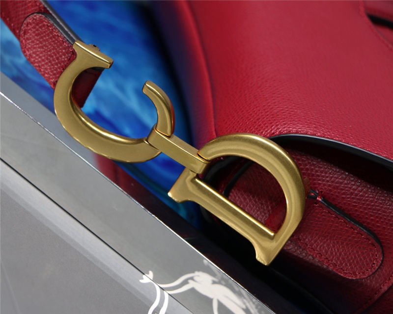 SADDLE BAG Grained Calfskin Wine High
