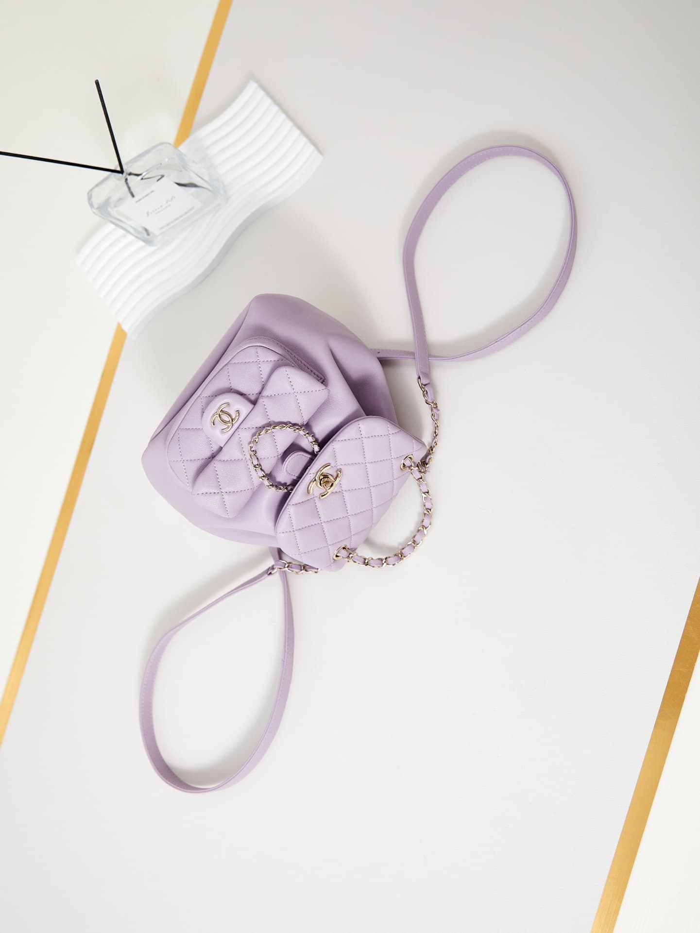Chanel Small Quilted Duma Backpack Lambskin AS2908 Purple A