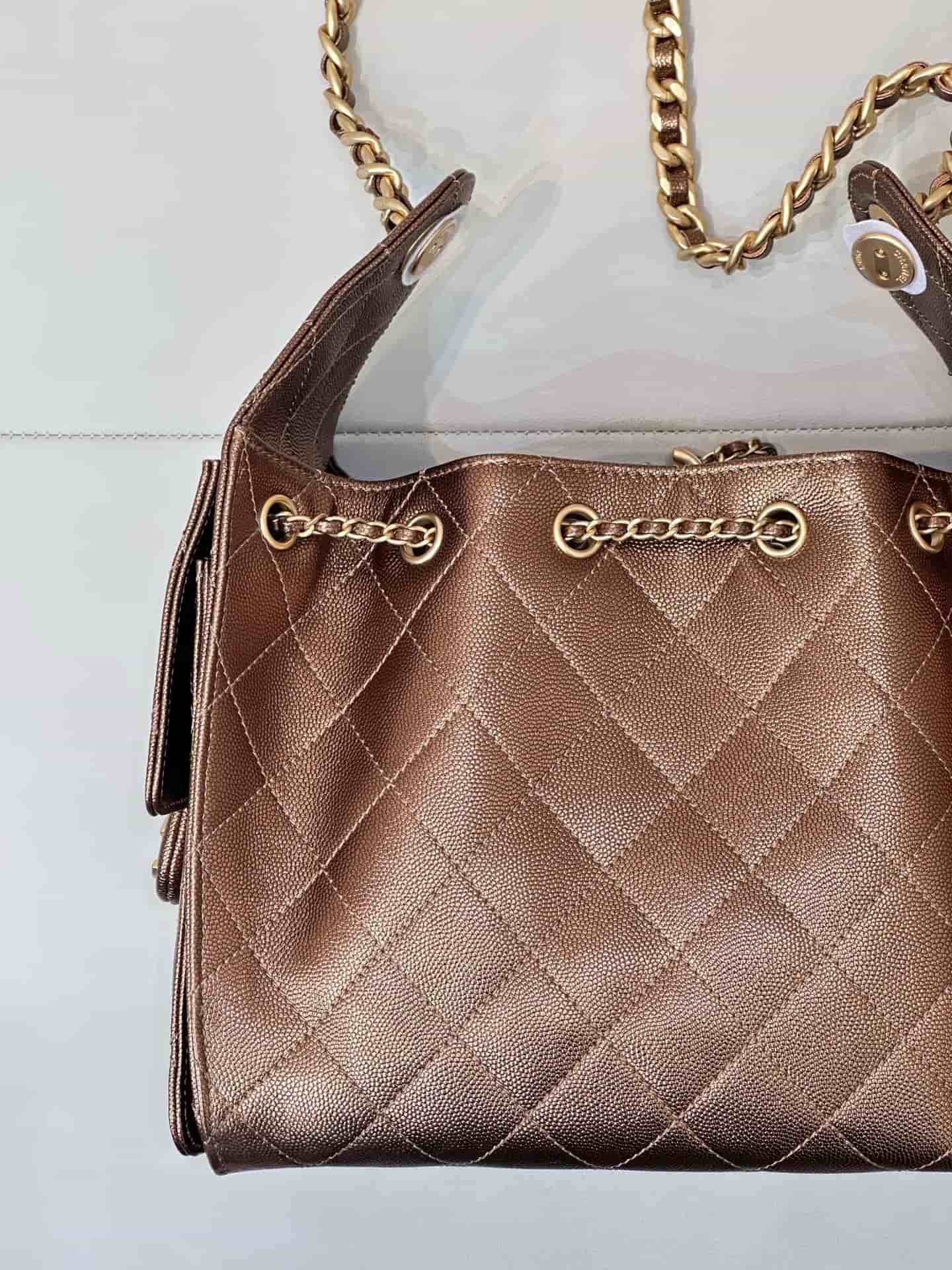 Chanel 25 Small Hobo handbag AS5293 Grained Calfskin & Gold-tone Metal Dark Gold TOP