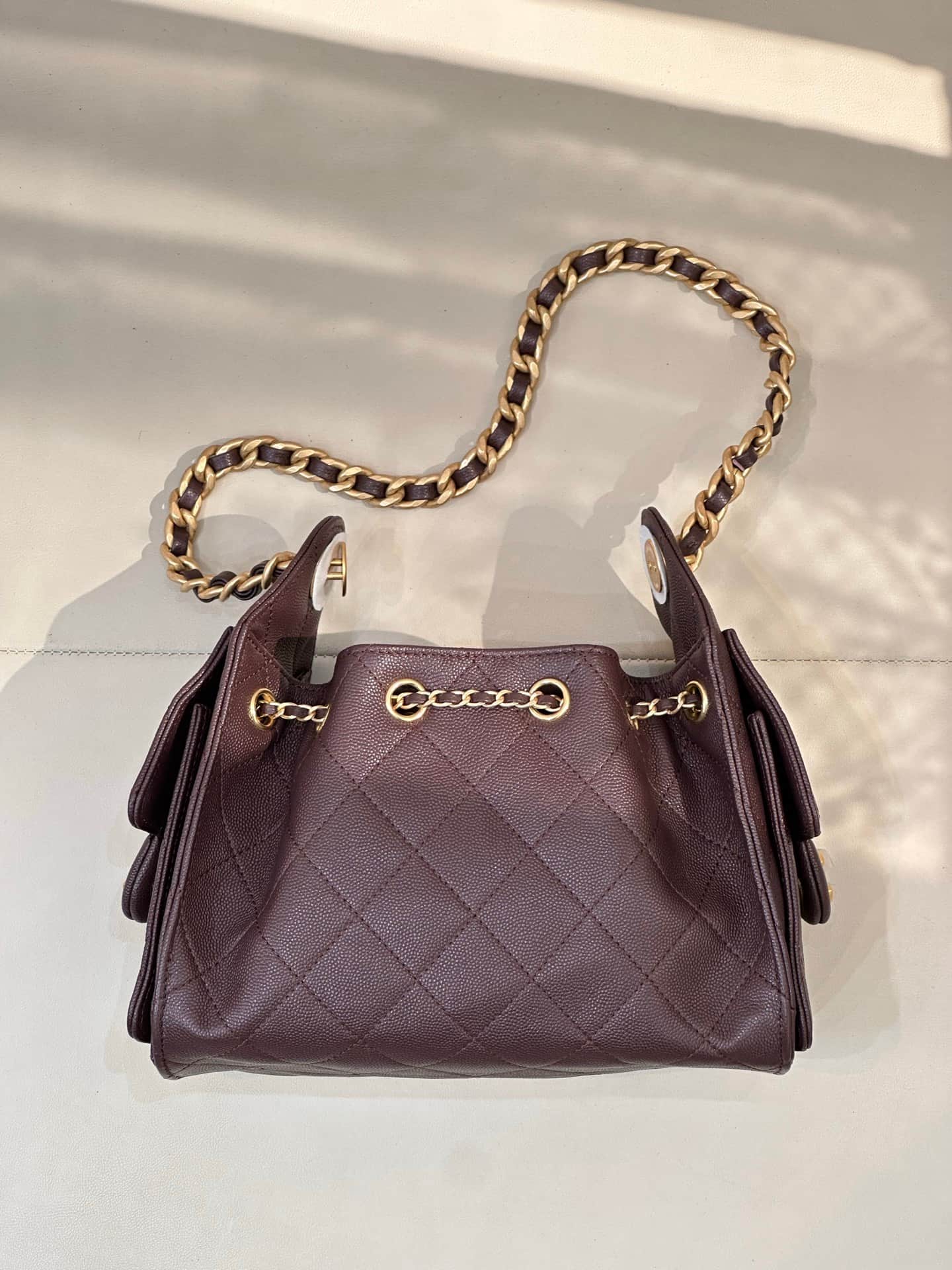 CHANEL 25 Mini Handbag AS5631 Grained Calfskin & Gold-tone Metal Brown TOP
