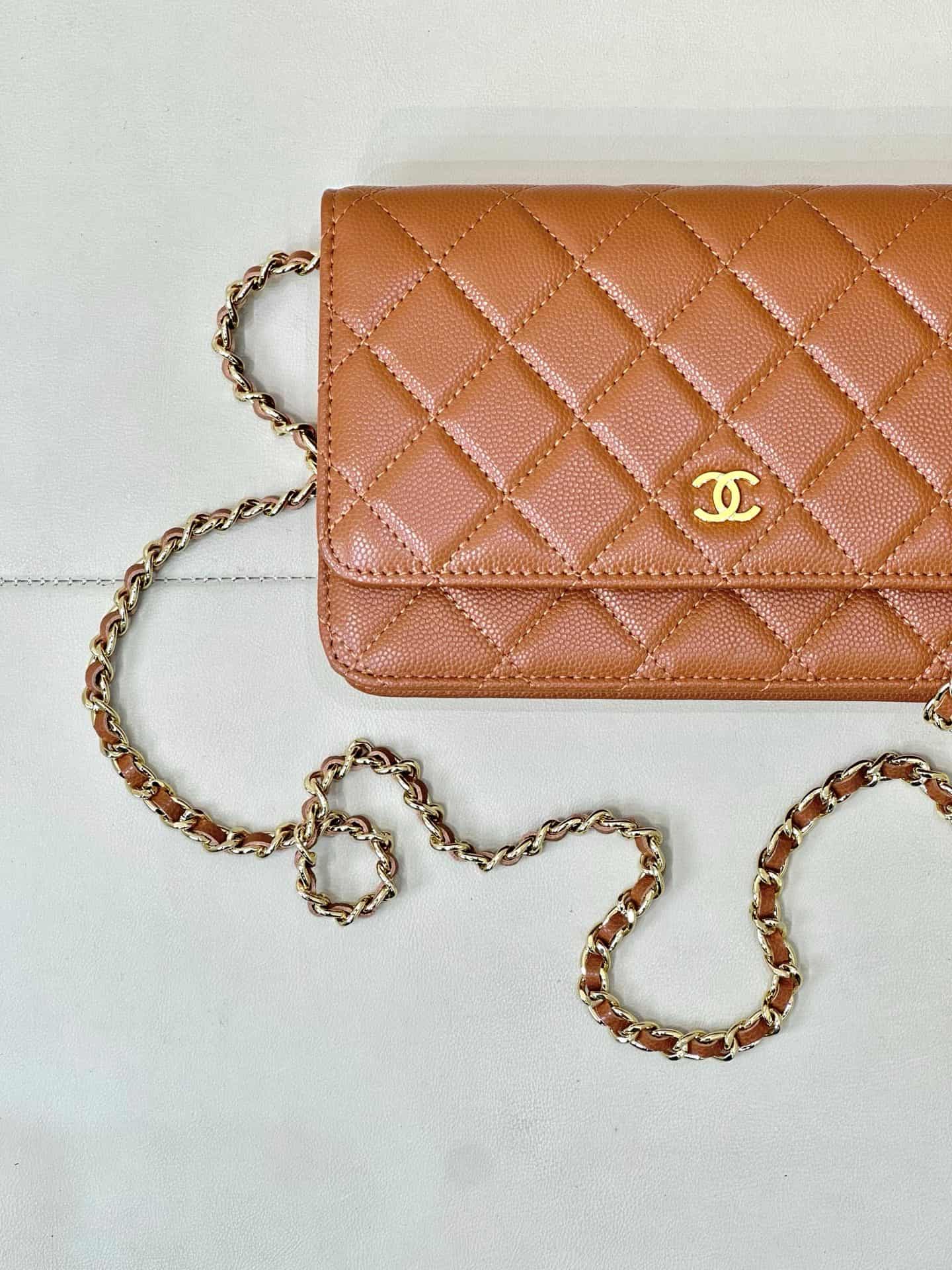 Chanel Wallet on Chain Grained Calfskin& Gold-tone Metal AP0250 Caramel TOP