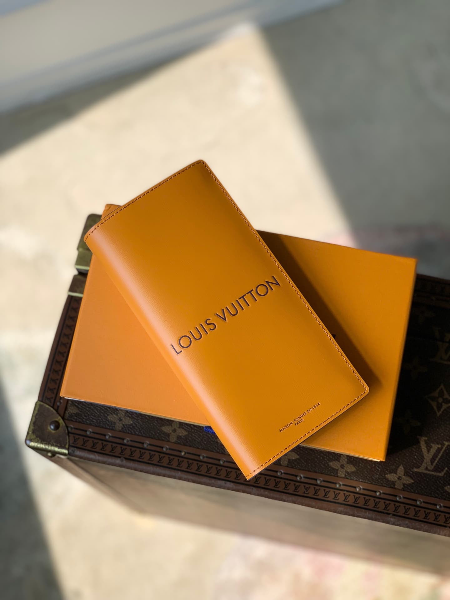 Louis Vuitton Portefeuille Brazza Saffron Orange Cowhide leather M2A555 High