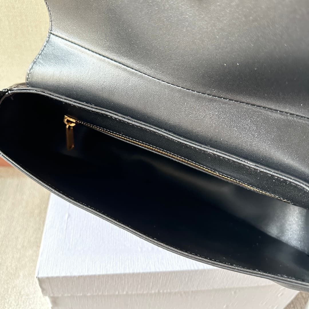 Celine Polly Medium Leather Shoulder Bag Black High