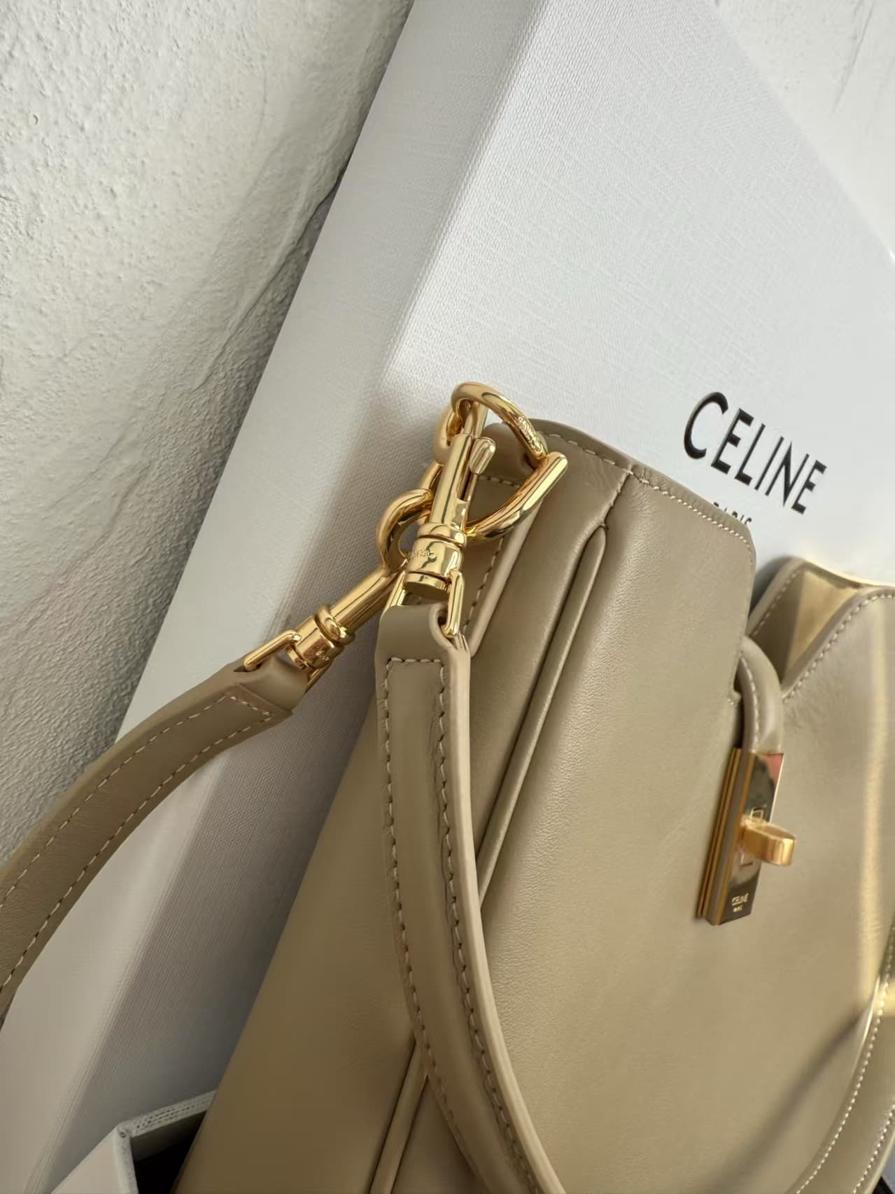 Celine SMALL CAMILLE 16 SOFT BAG IN SMOOTH CALFSKIN SMOKED BROWN High