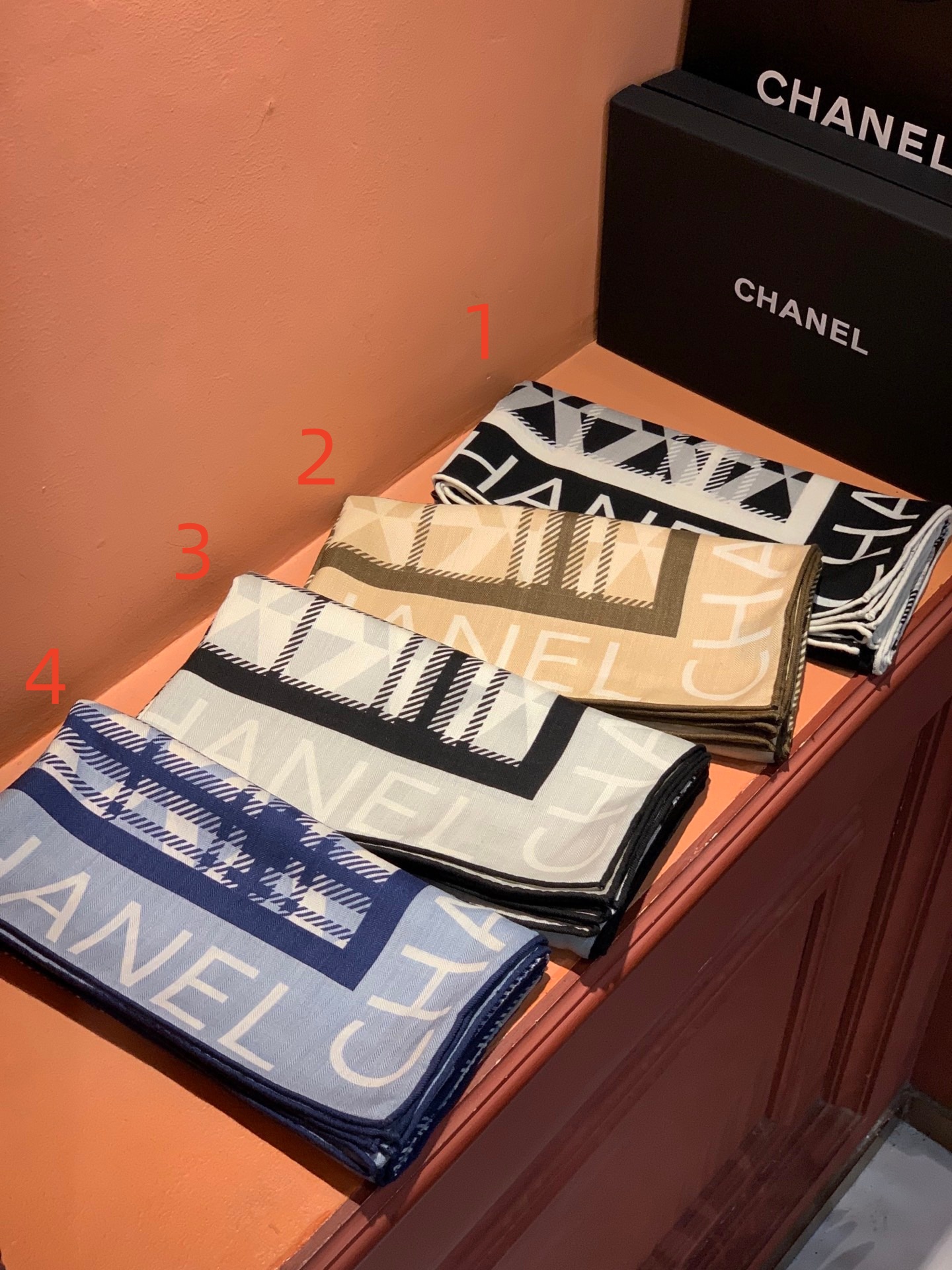 Chanel logo print silk scarf