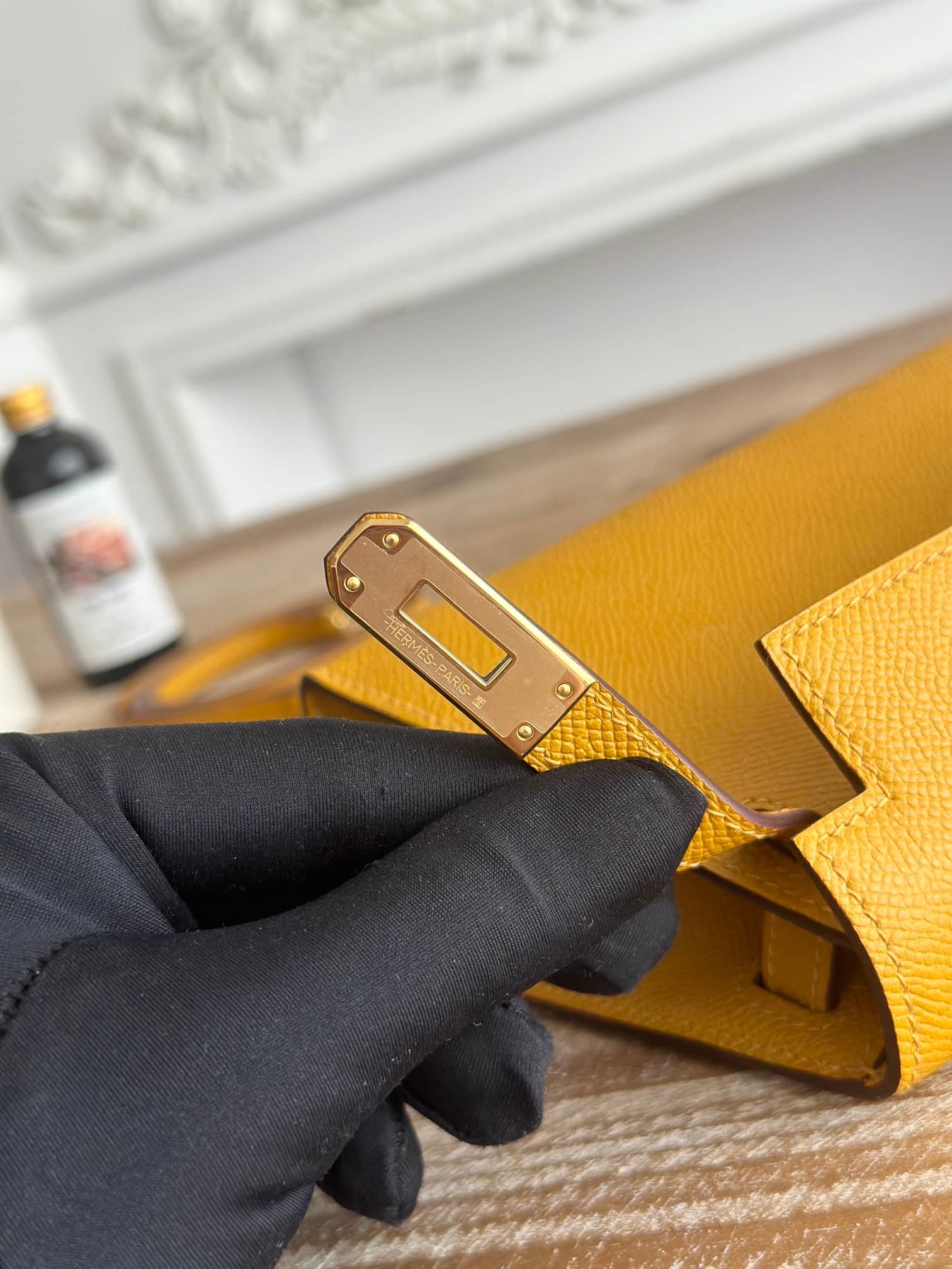 Hermes Kelly Mini II Bag Epsom Leather WAX Moutarde High
