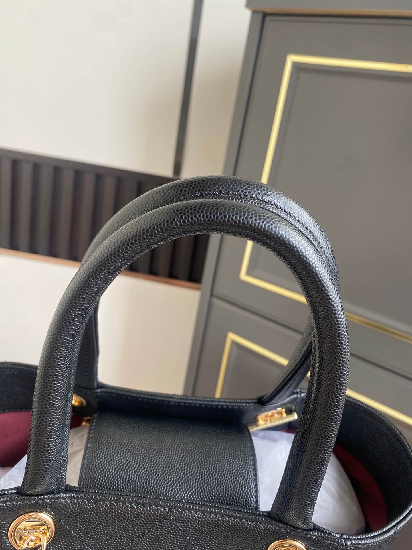 Chanel Tote Bag Grained Calfskin&Gold-Tone Metal Black AS6025 High