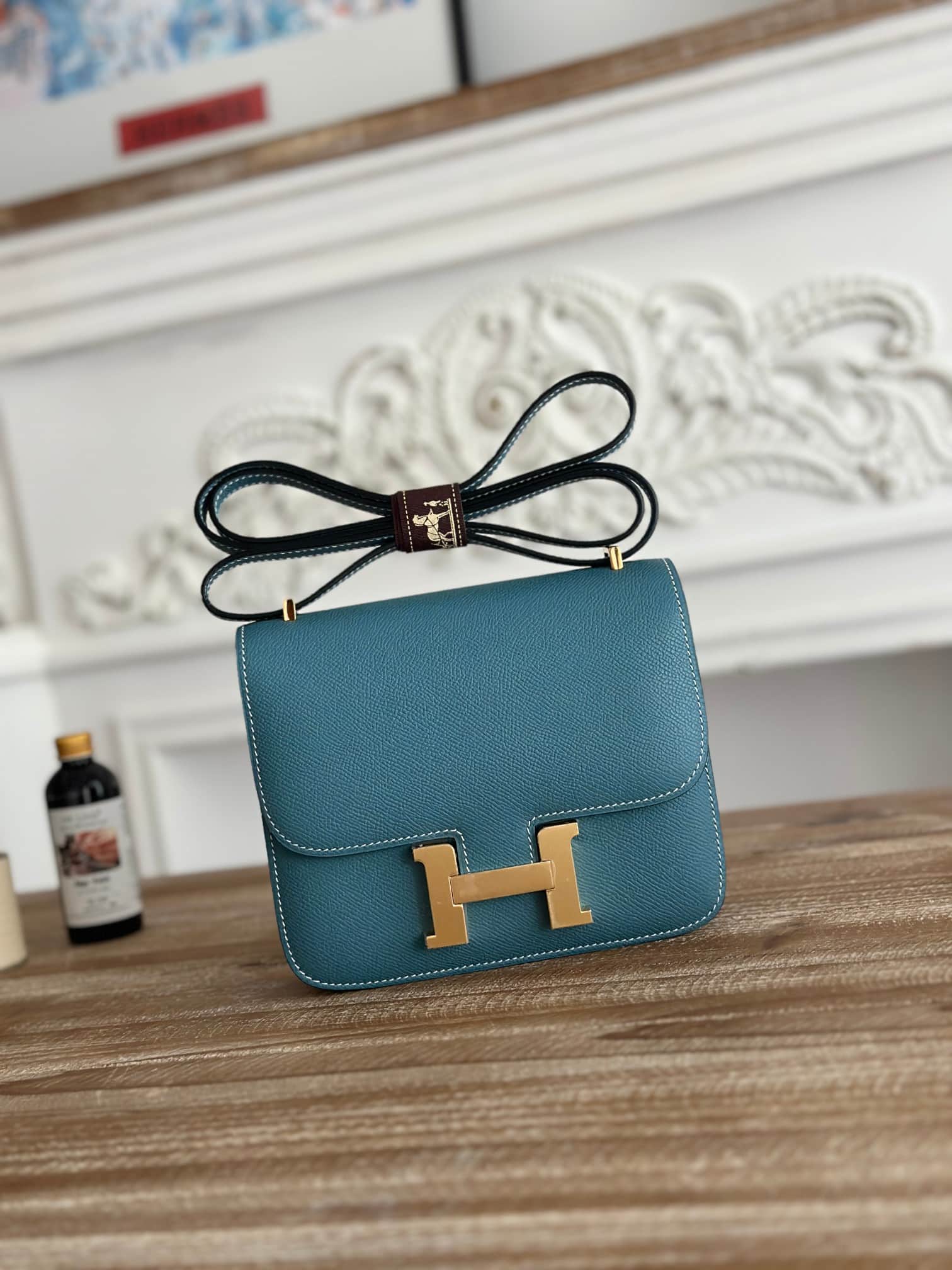 Hermes Mini Constance 18cm Epsom Bag WAX Denim Fonce High
