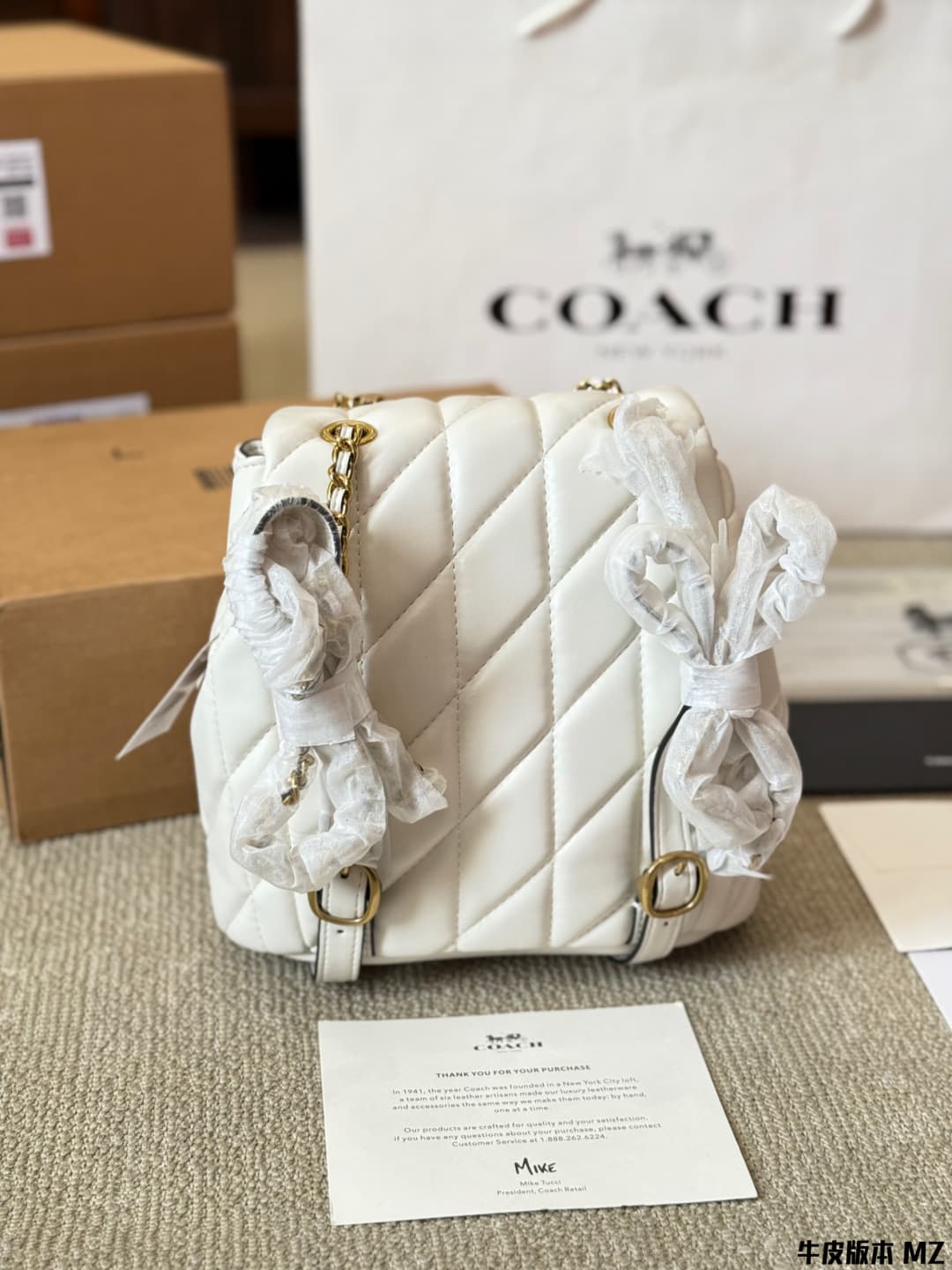 Coach Tabby Backpack With Pillow Quilting Nappa leather White