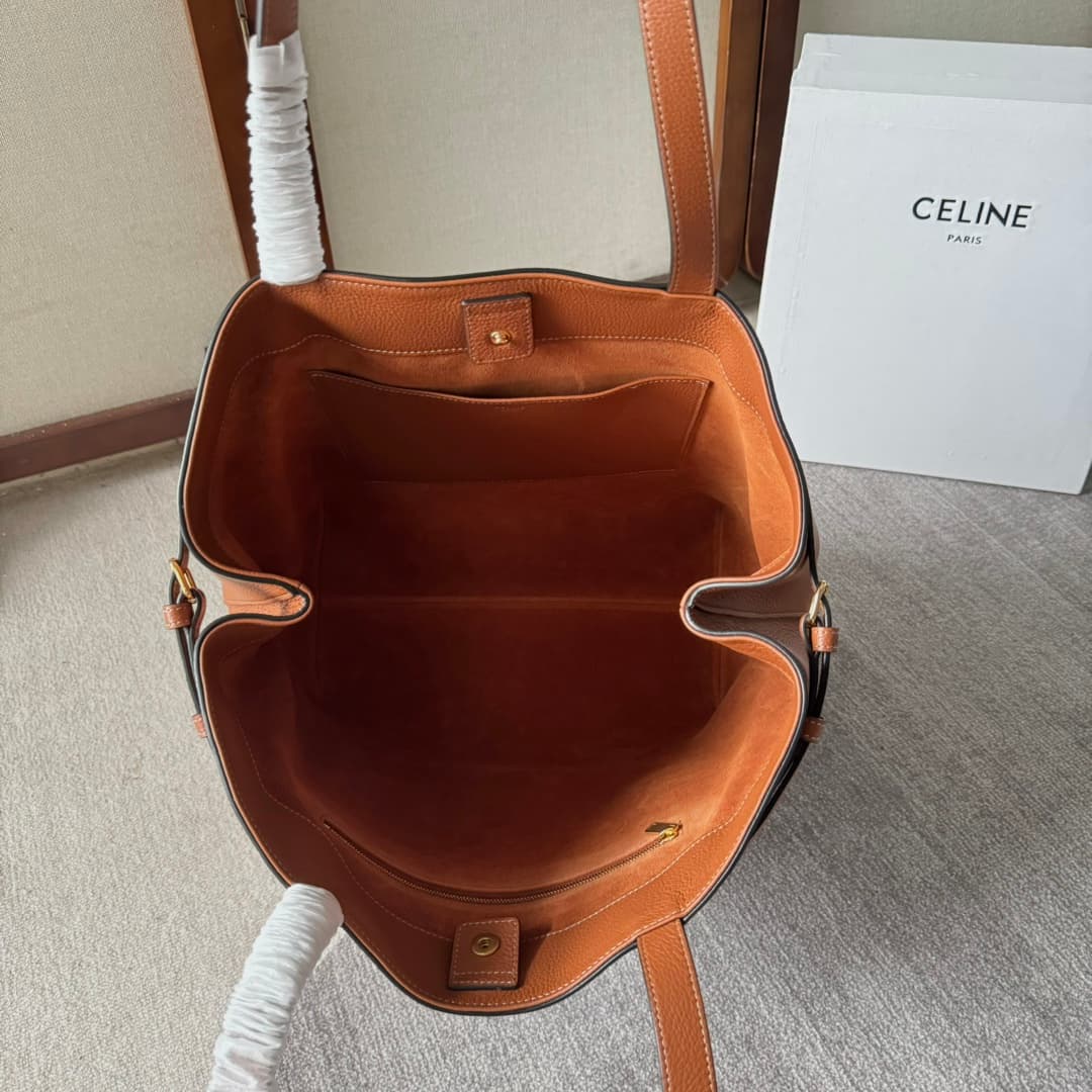 Celine Cabas Anais Tote Bag in Tan Grained Calfskin High