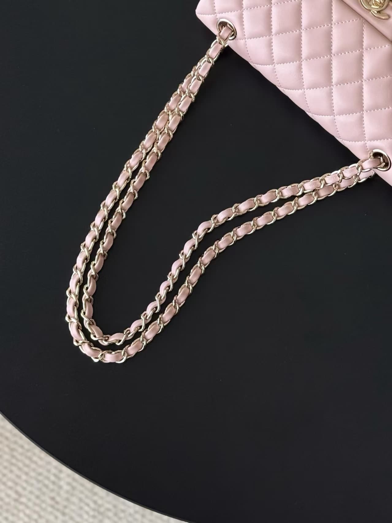 Chanel Small CLASSIC HANDBAG Lambskin Gold-Tone Metal Pink 1117 TOP