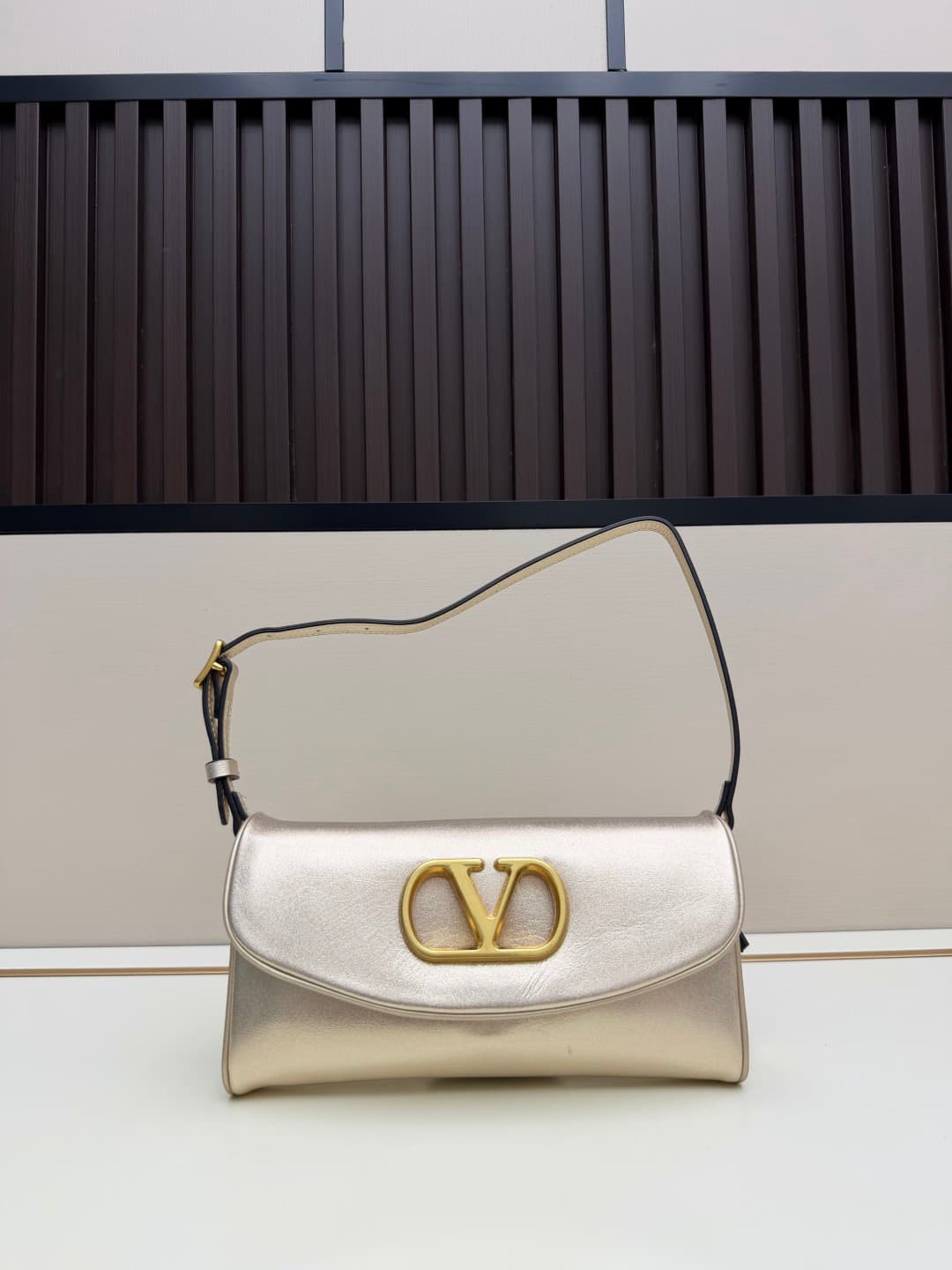 Valentino Garavani Devain Small Nappa Shoulder Bag Gold High