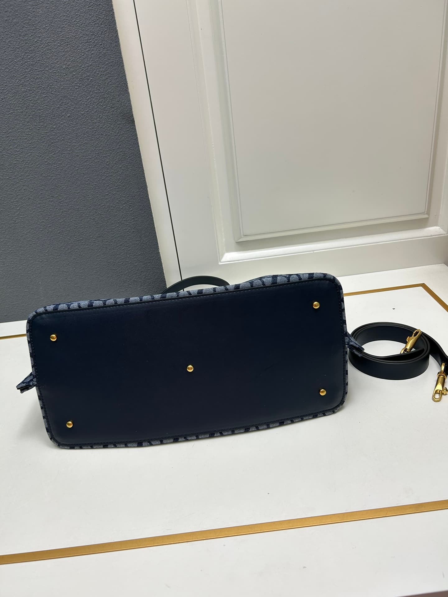 Valentino Garavani VLogo Signature Toile Iconographe Tote Bag Navy Blue Mid