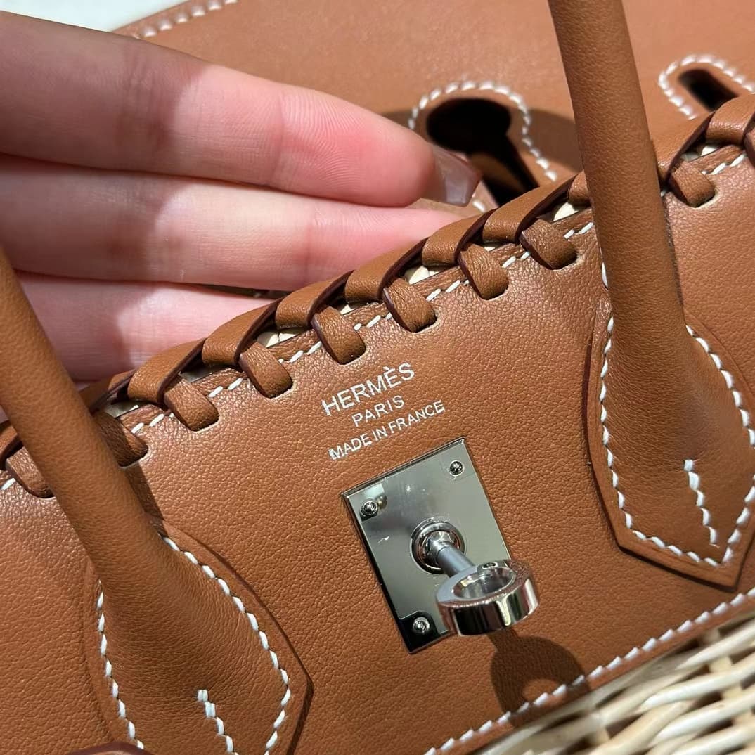 Hermes Picnic Birkin 25cm Bag Osier Wicker Silver Metal WAX High