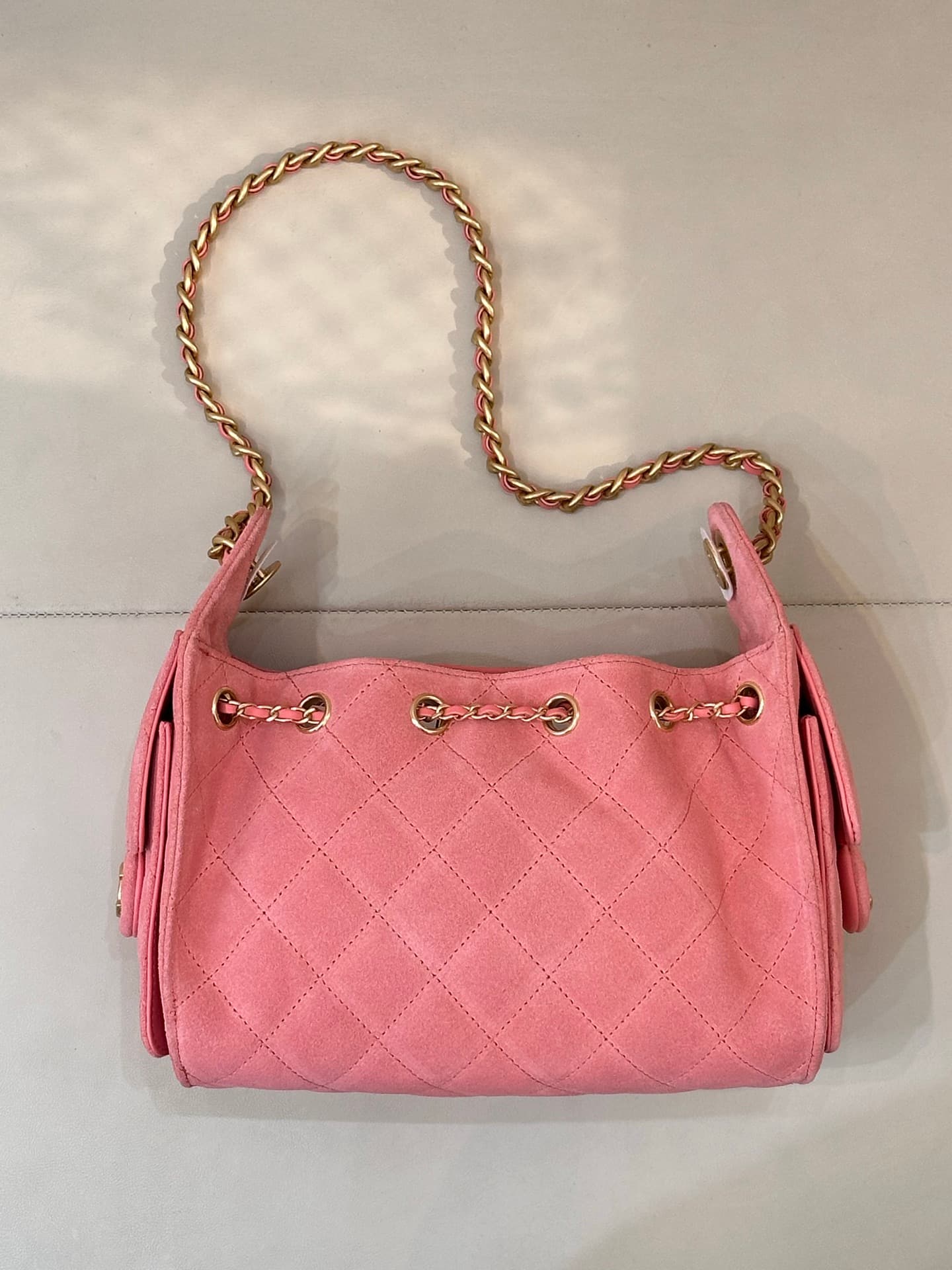 CHANEL 25 Mini Handbag AS5631 Suede &Gold-tone Metal Pink TOP