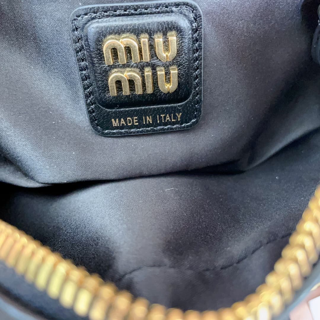 Miu Miu Arcadie matelassé nappa leather bag 5BB142 Black High