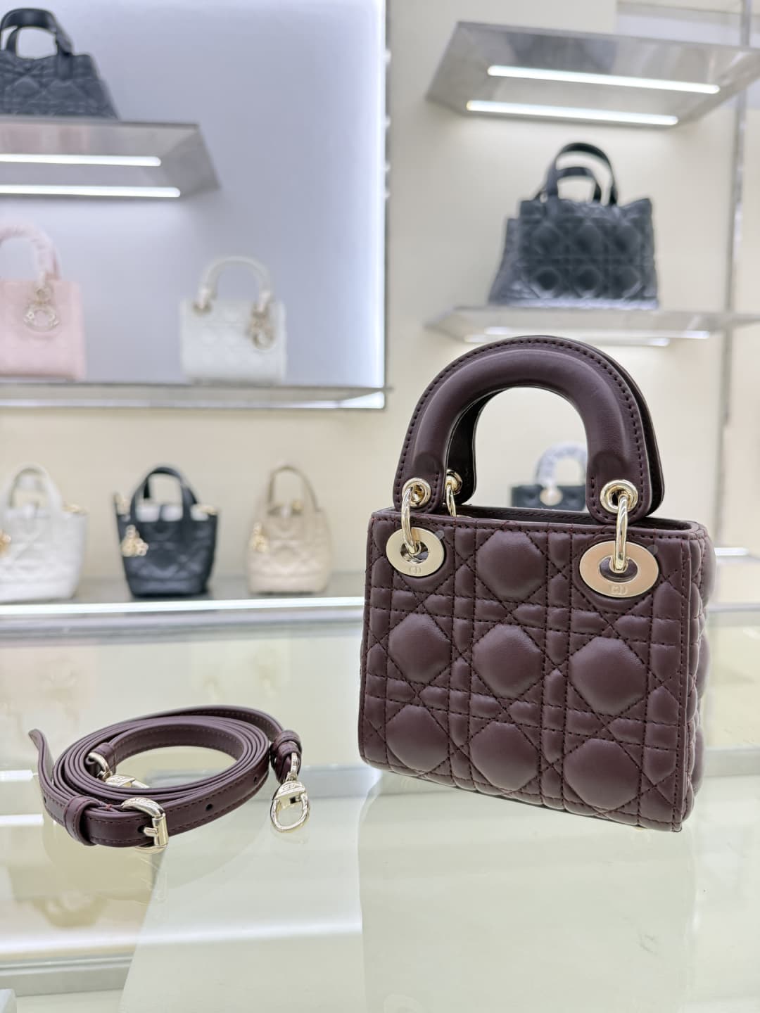 MICRO LADY Dior BAG Cannage Lambskin Burgundy High
