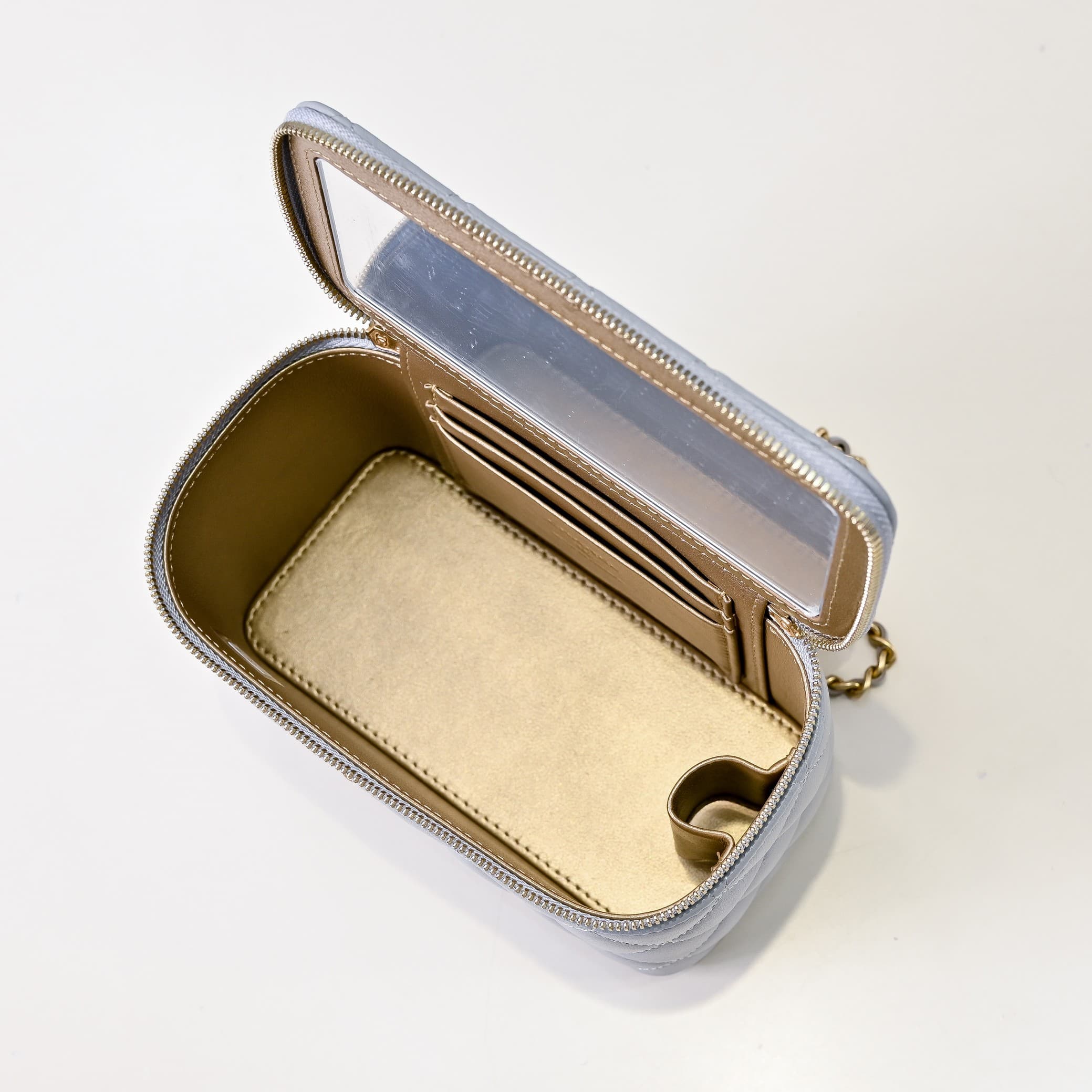 Chanel Vanity with Chain AP2303 Lambskin Gold Metal Grey High