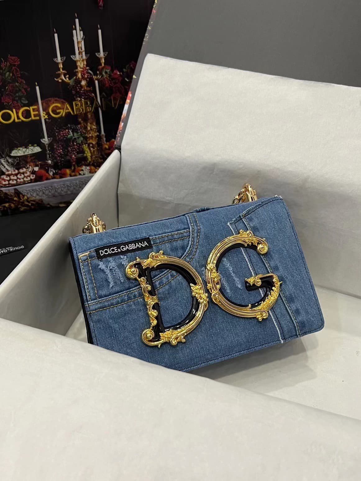 Dolce & Gabbana Denim DG Girls shoulder bag in blue high