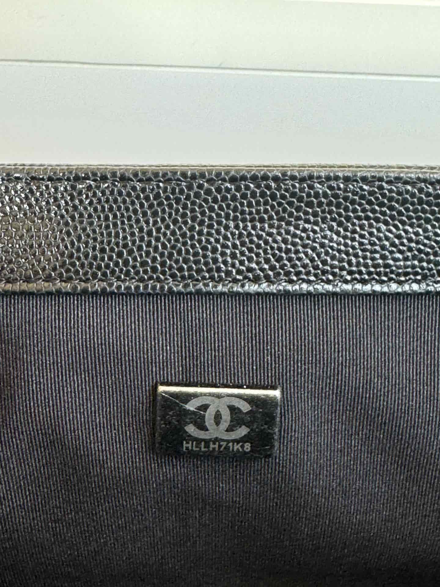 SMALL BOY Chanel HANDBAG Grained Calfskin Black Anti-Silver Metal High