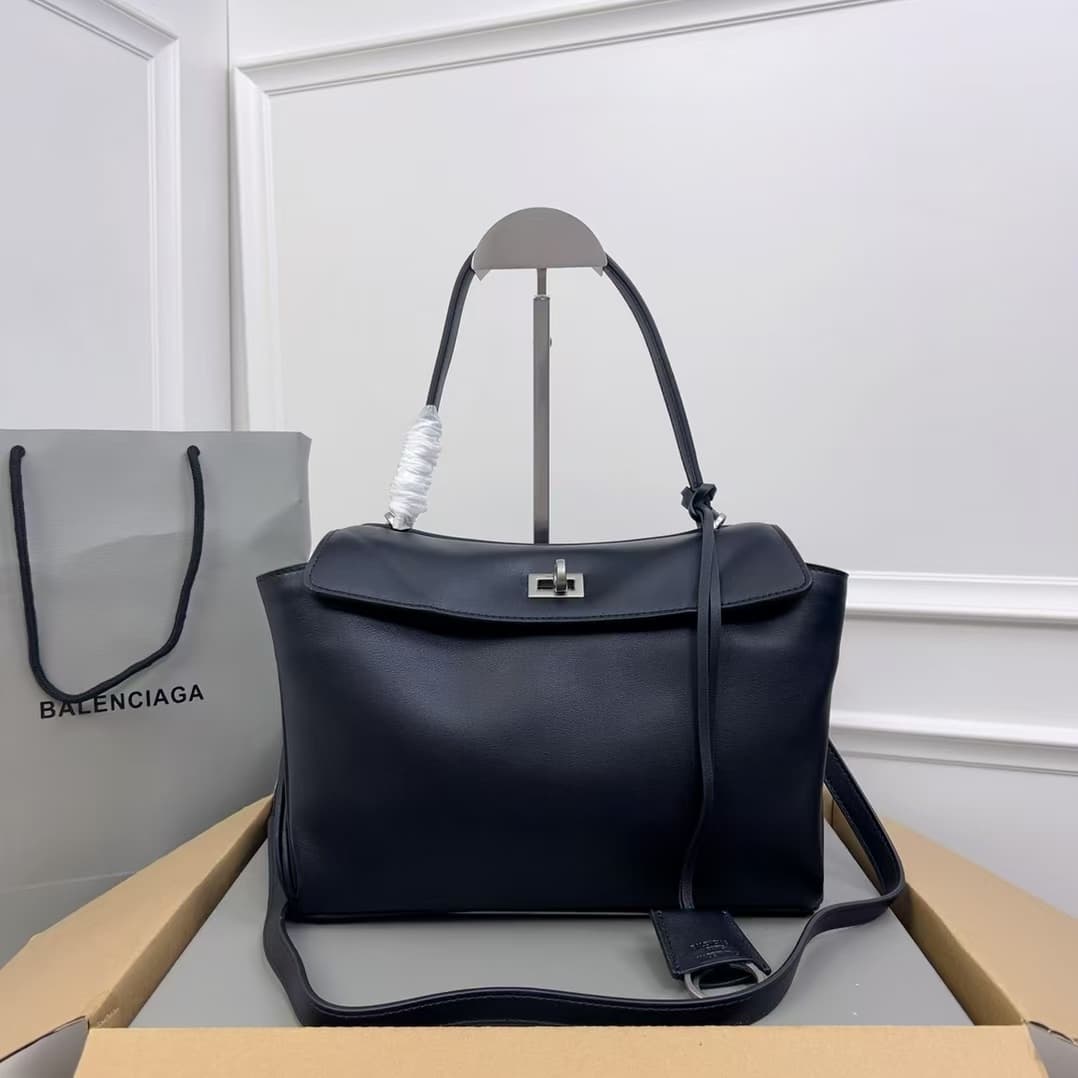 Balenciaga Rodeo Small Bag in Black Leather With Silver-Tone Metal High