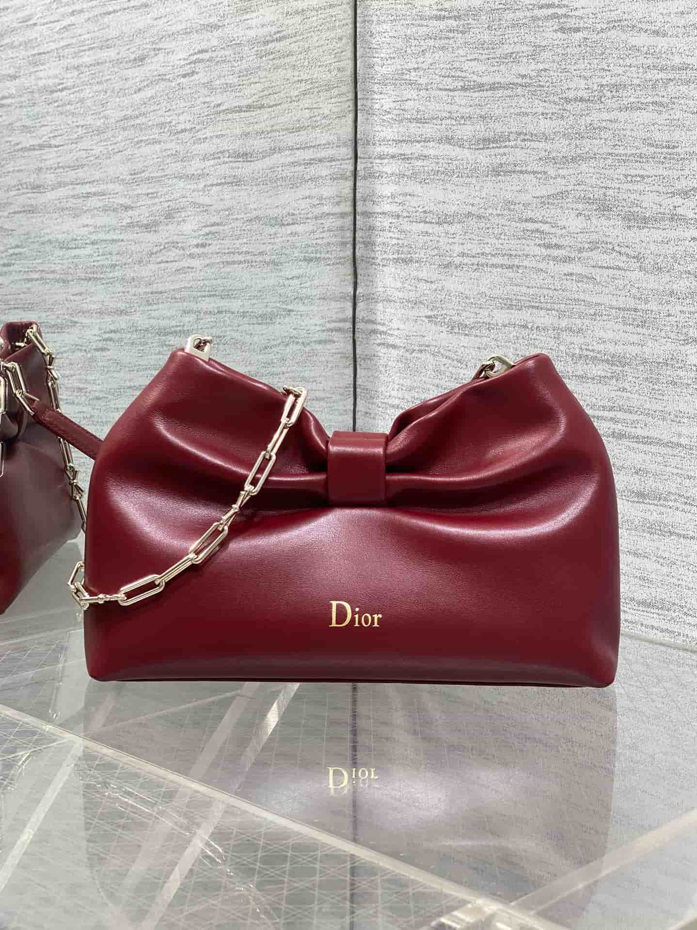Small Dior Bow Bag Red Leather High