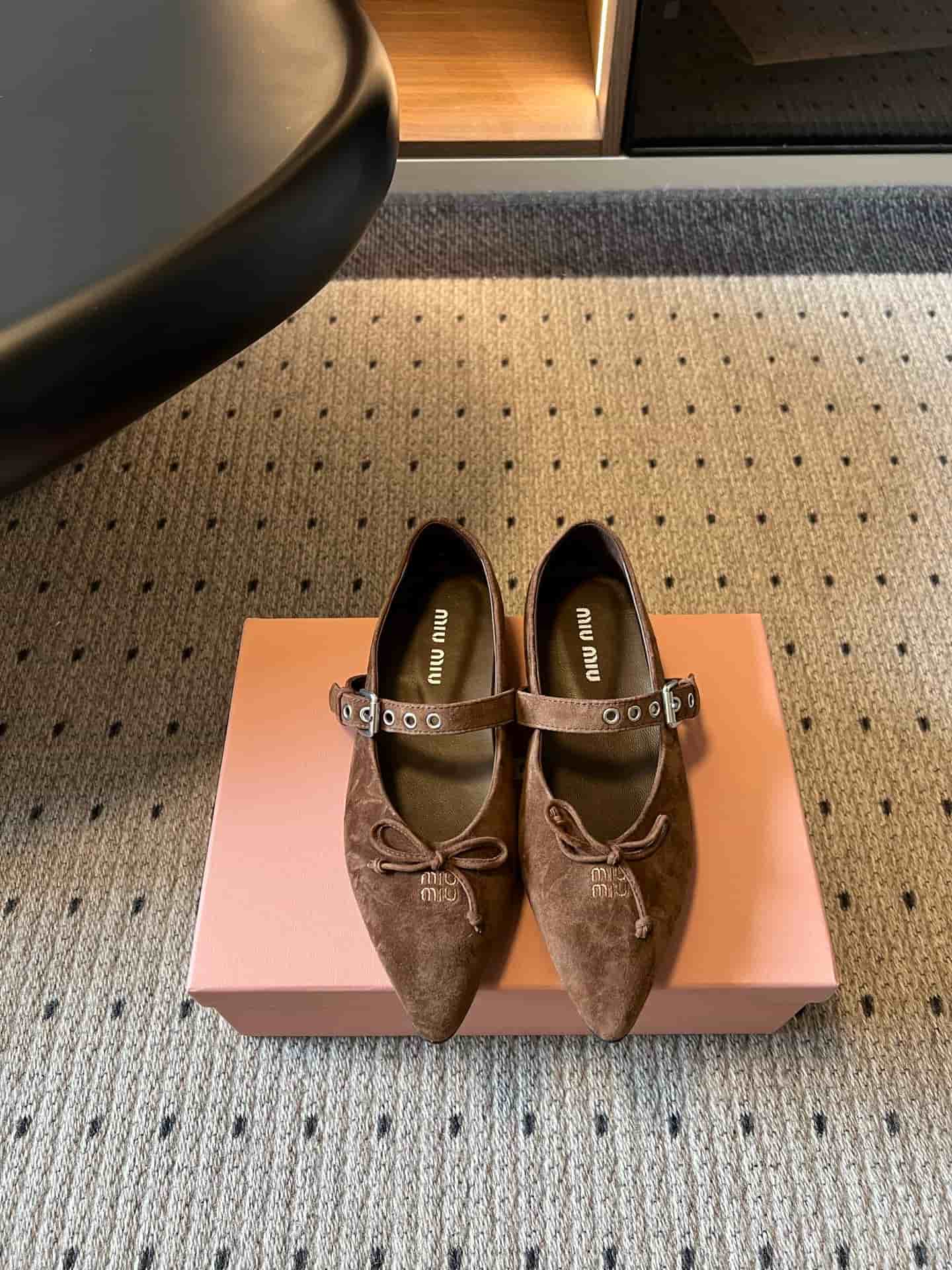 Miu Miu Pointed-toe Suede Ballet Flats