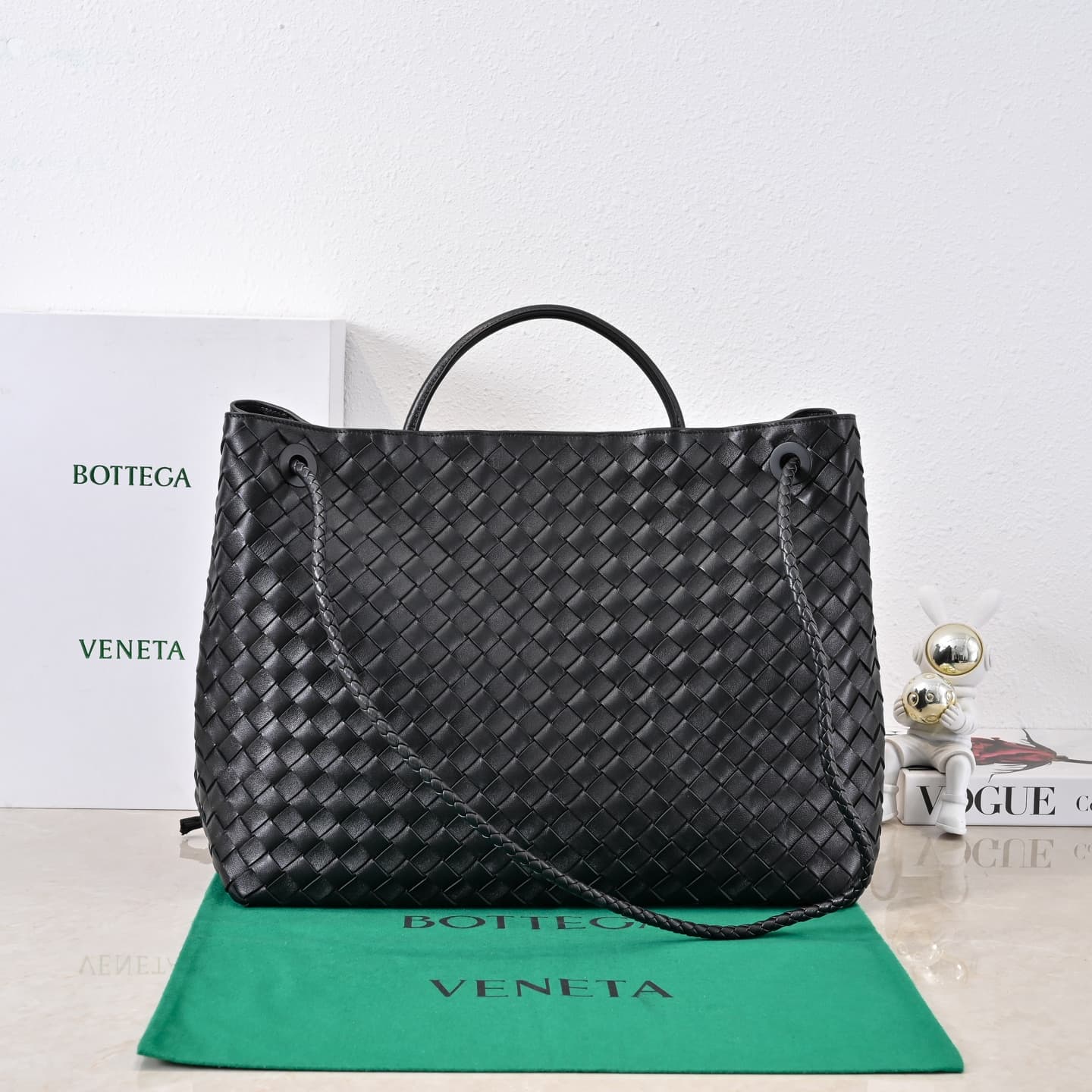 BV Andiamo Large Top handle bag Black Silver Metal High