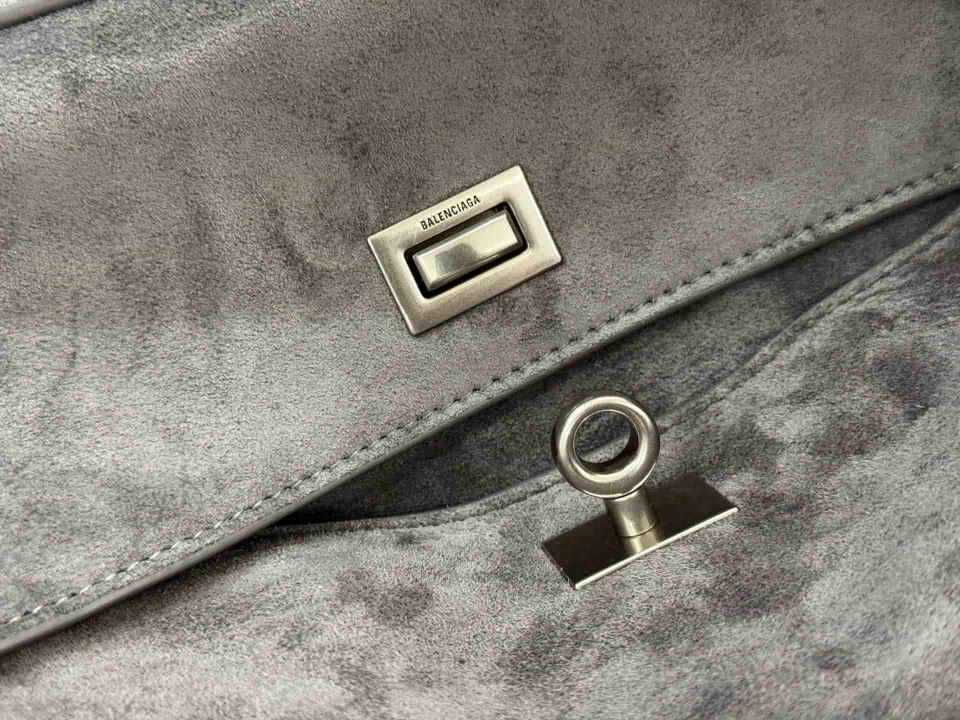 Balenciaga Rodeo Medium Bag in Grey Waxed Suede Calfskin With Silver-Tone Metal TOP
