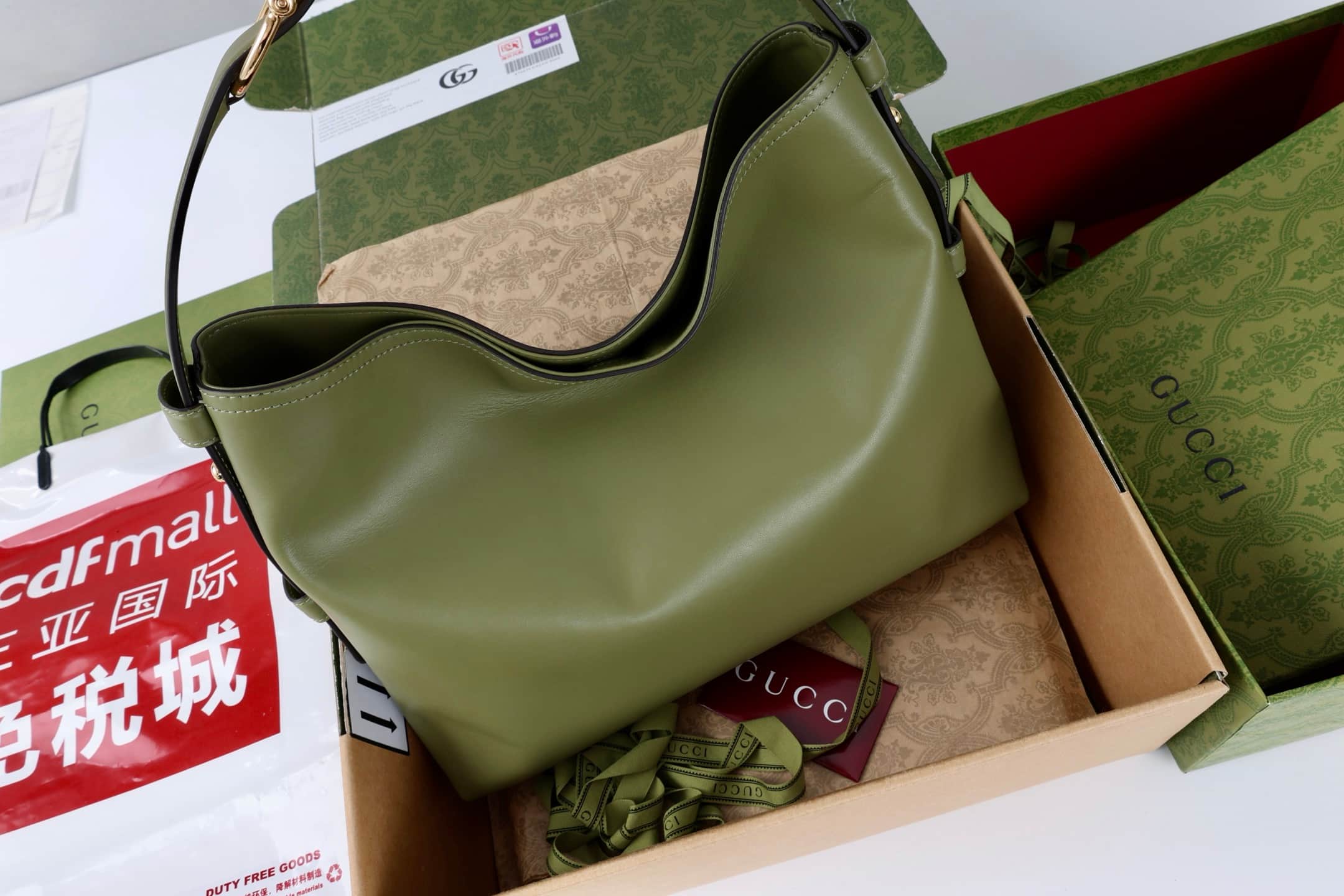 Gucci Beatrix medium tote bag Green soft smooth leather ‎850926 High
