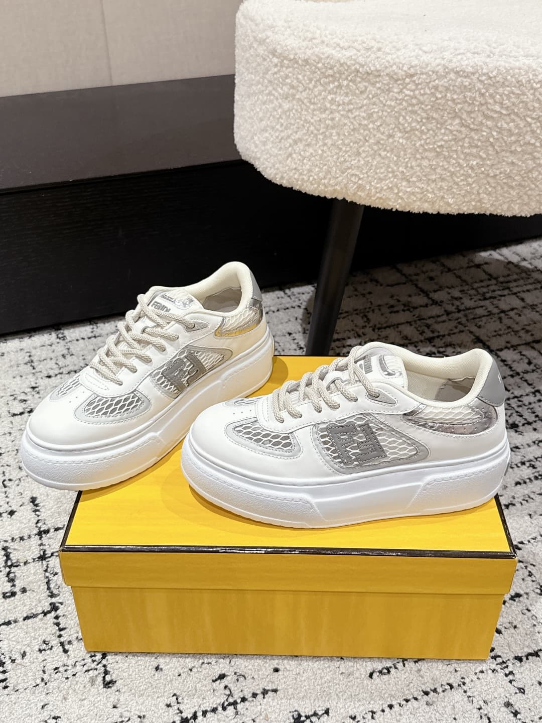 Fendi Match Leather Sneaker shoes Women