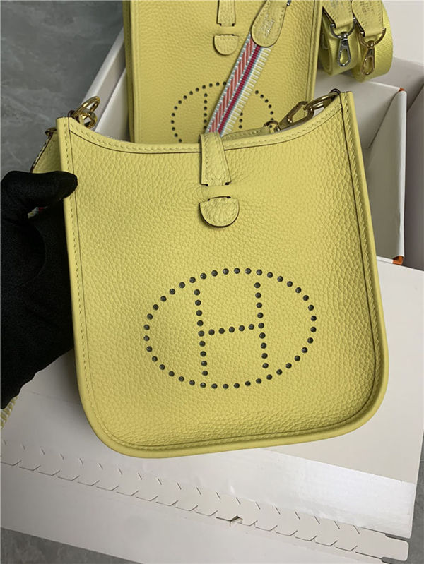 Hermes Evelyne III TPM Mini Bag Togo Leather In Jaune Poussin WAX High