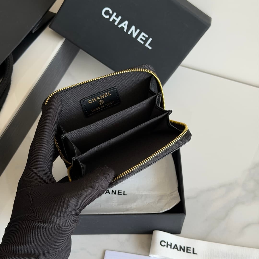 Chanel Coin Purse Shiny Grained Calfskin Strass & Gold-Tone Metal AP5078 High