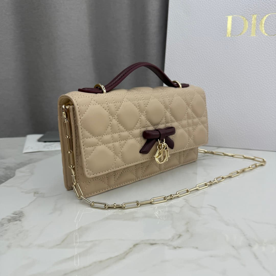 My Dior Mini Bag Beige Cannage Lambskin With Leather Bow High