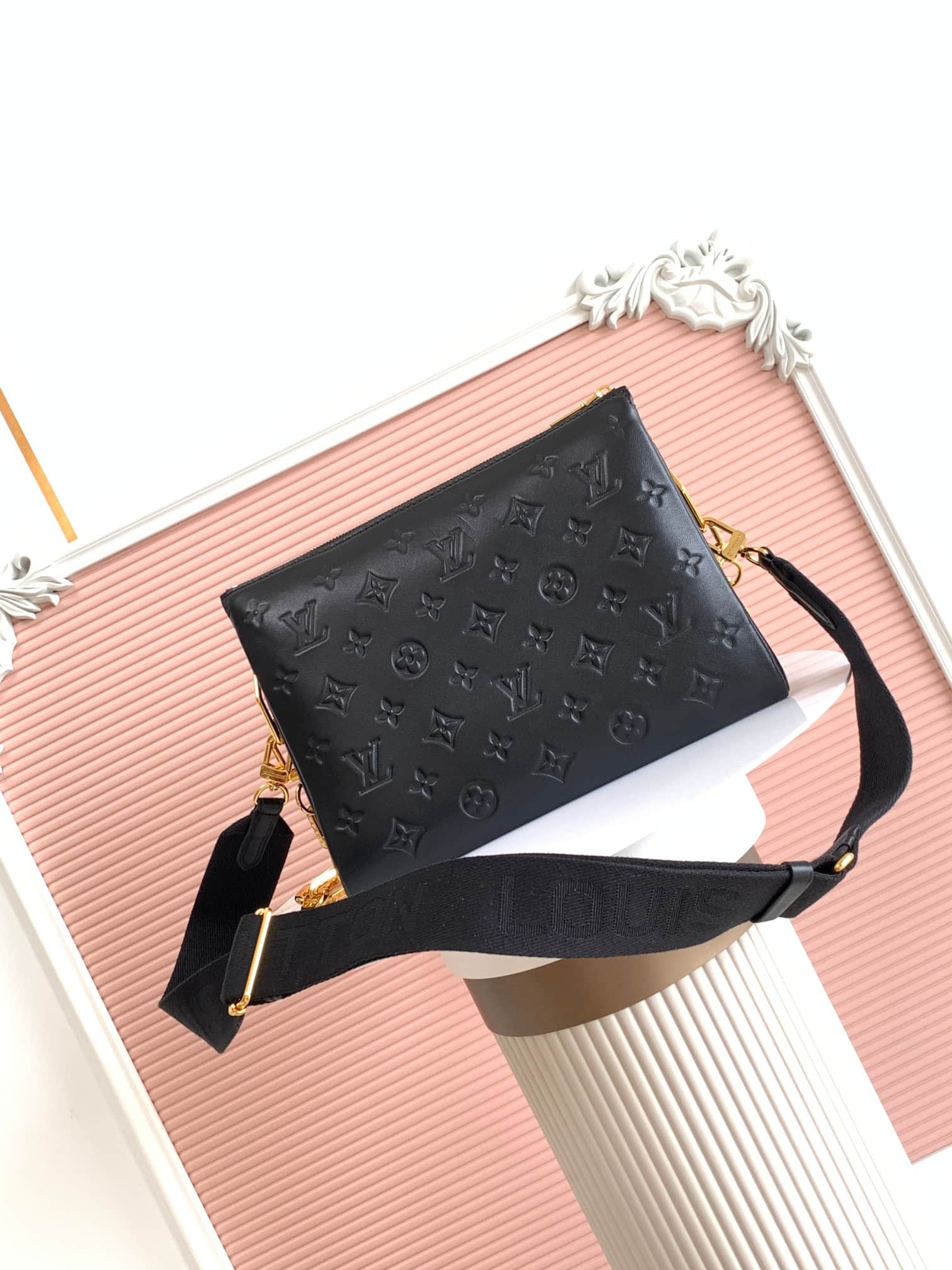 Louis Vuitton Coussin PM Black Monogram-embossed puffy lambskin M21260 High