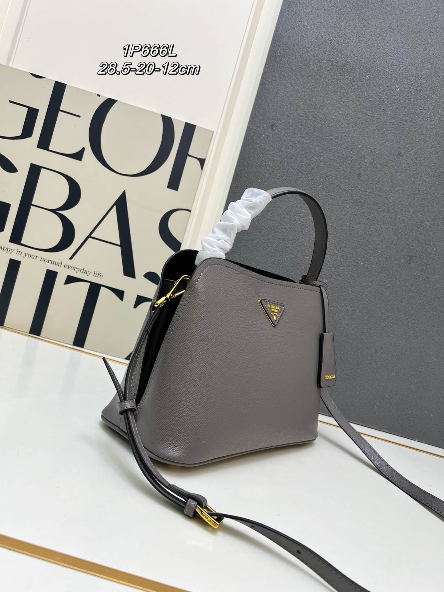 Prada Saffiano Leather Matinée Handbag Grey